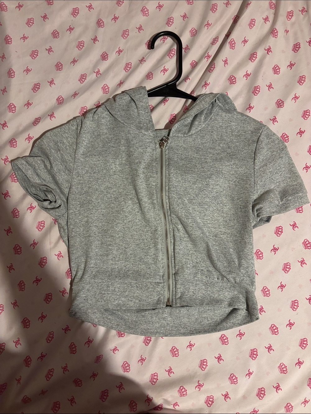 SHEIN Gray Short-Sleeve Zip Hoodie for Kids